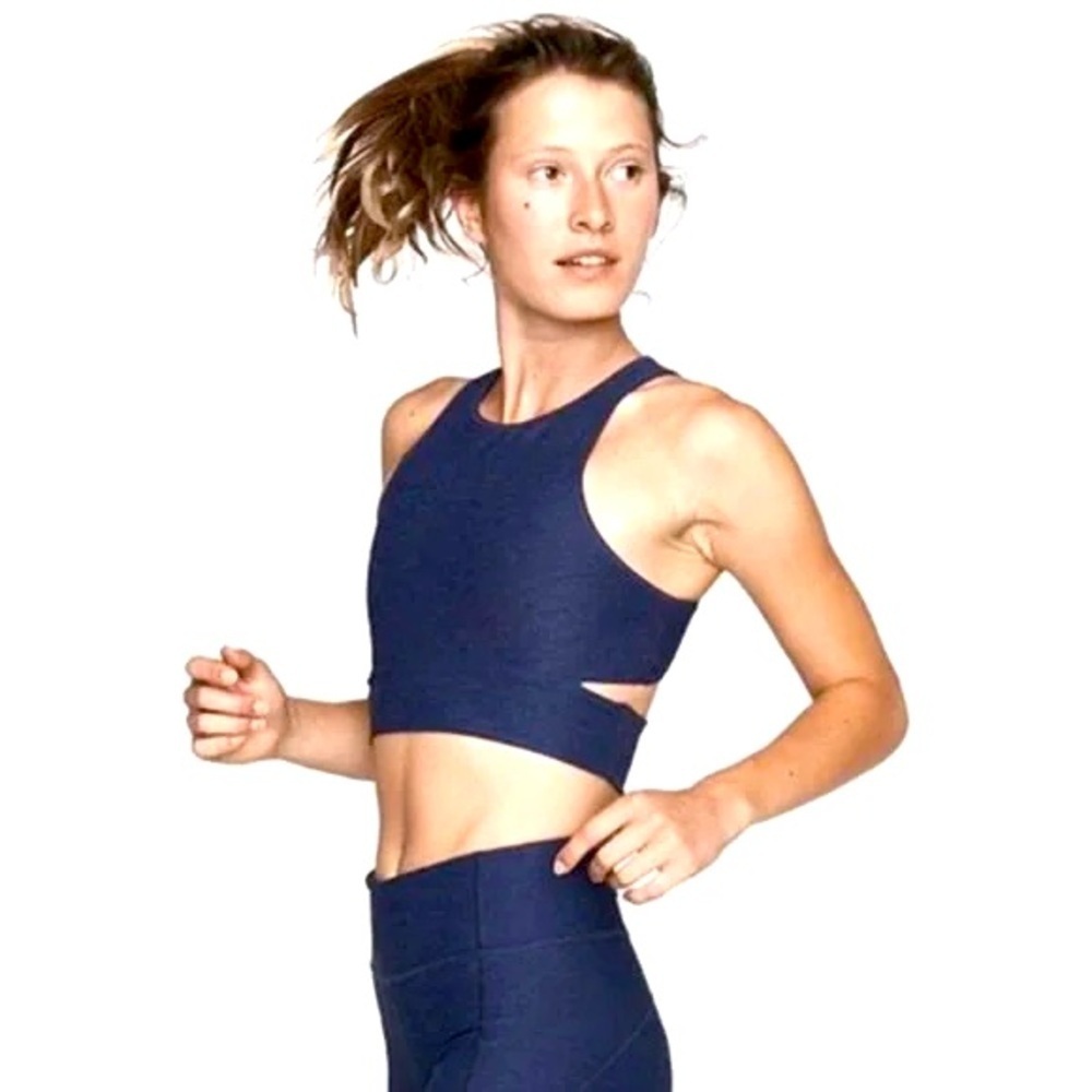 Outdoor Voices Slash Back Crop Top Bra in Navy Size Small